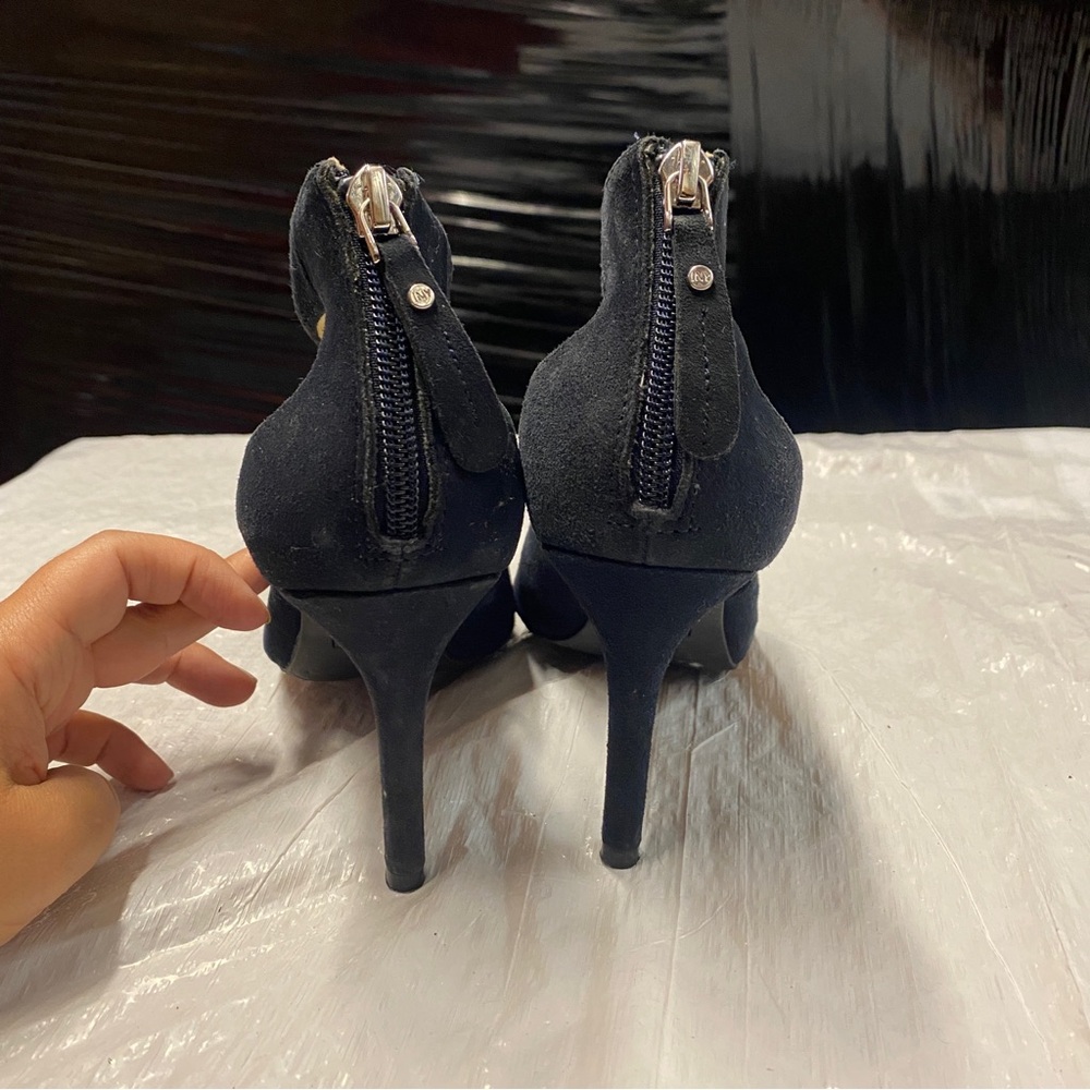 Jones New York Navy Suede Cutout Pointed-Toe Heels | Size 7.5 - Picture 3 of 6